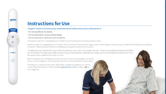Firstkind Ltd geko® T3 Instructions for Use image Firstkind Ltd geko® T3<br />
Instructions for Use